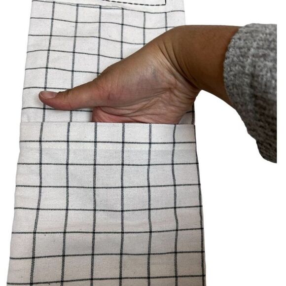 Rae Dunn Blessed /Cook /Home Sweet Home Apron Embroidered Patch Pocket Checked - Picture 12 of 16